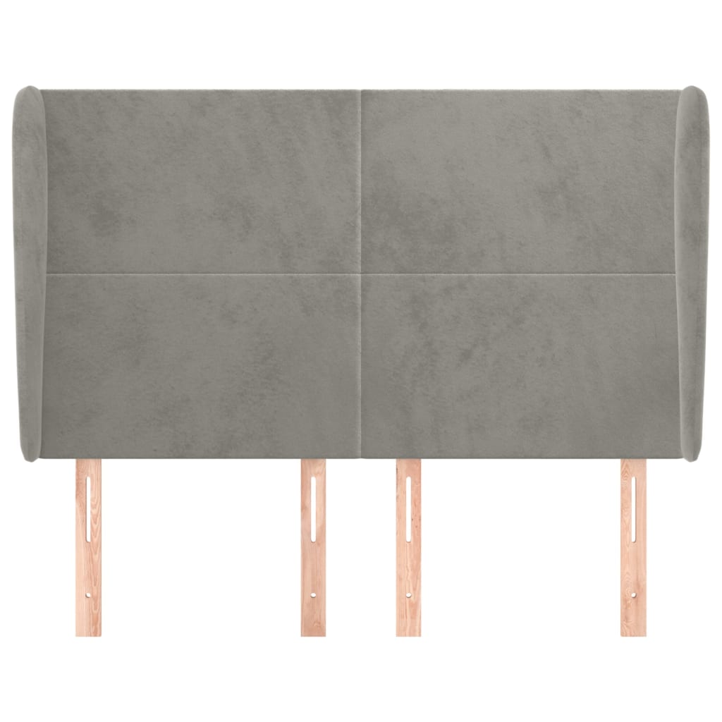 sengegavl med kanter 147x23x118/128 cm fløjl lysegrå