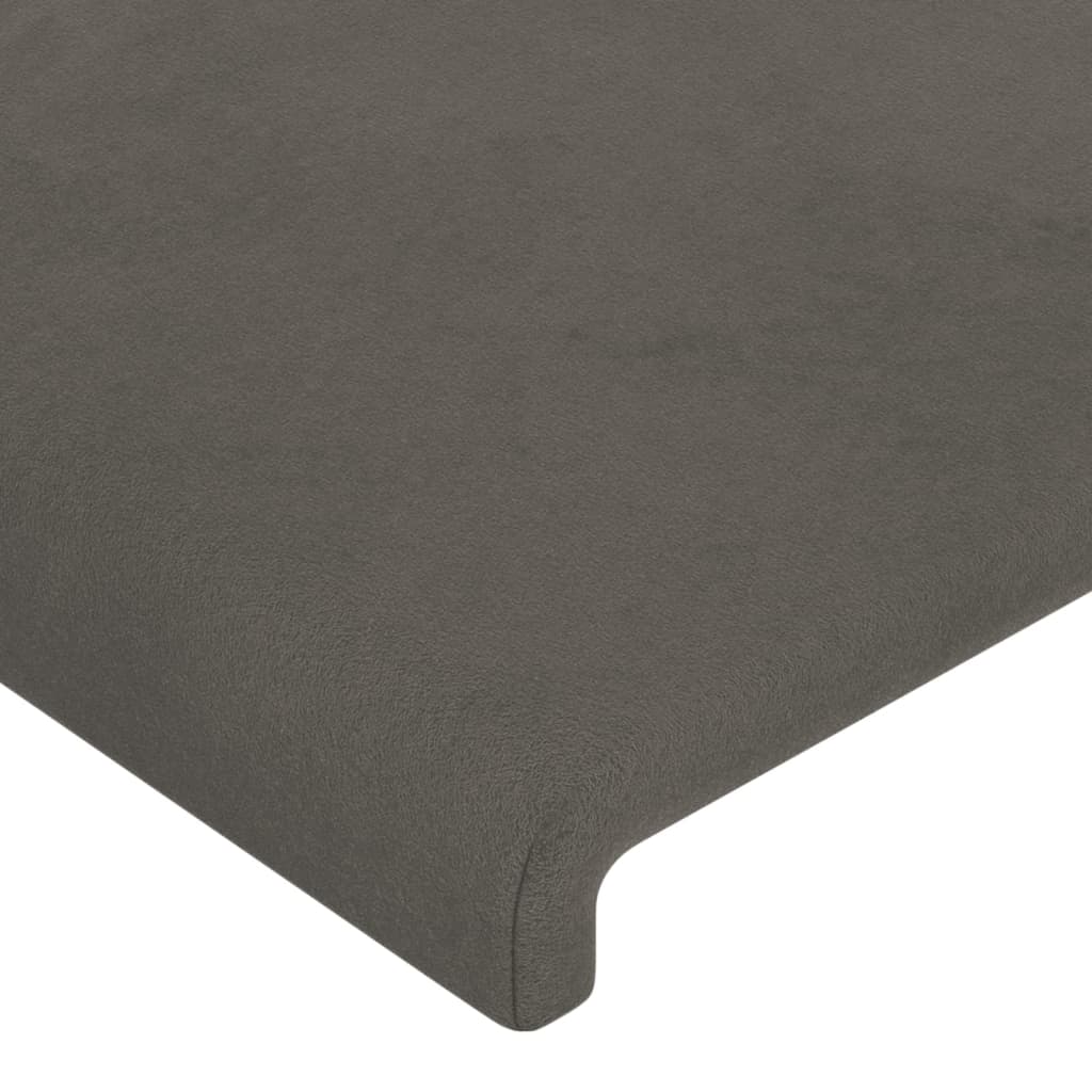 sengegavl med kanter 147x23x118/128 cm fløjl mørkegrå