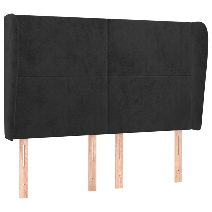 sengegavl med kanter 147x23x118/128 cm fløjl sort