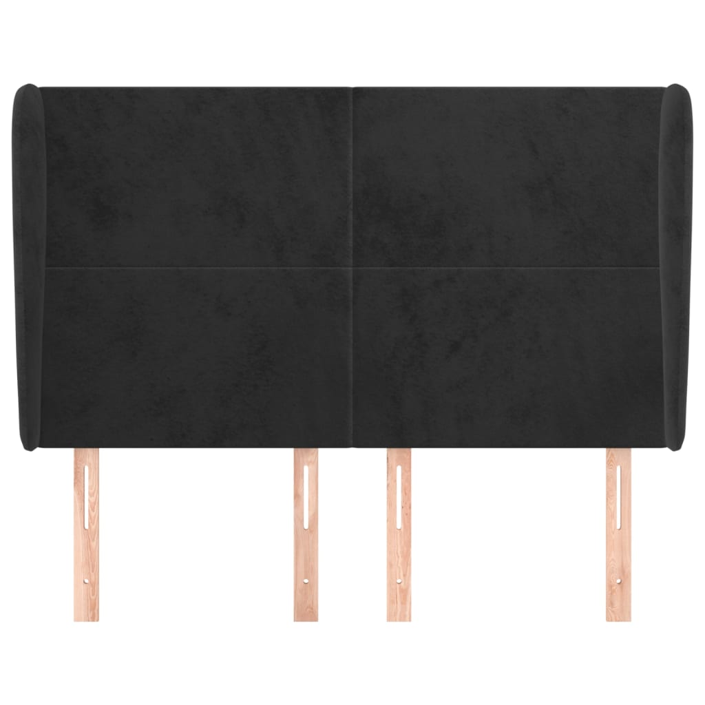 sengegavl med kanter 147x23x118/128 cm fløjl sort