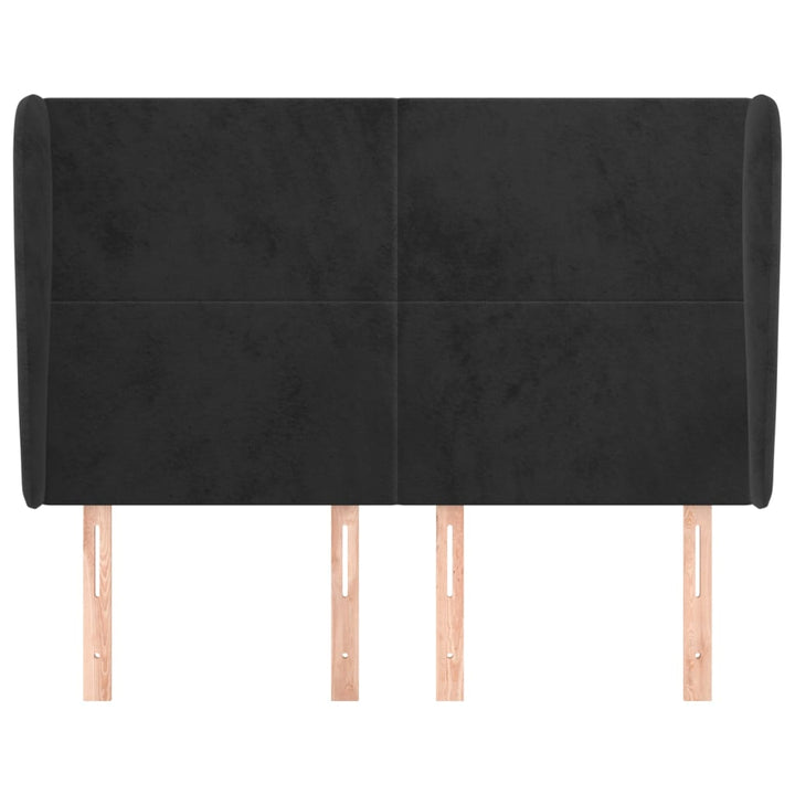 sengegavl med kanter 147x23x118/128 cm fløjl sort