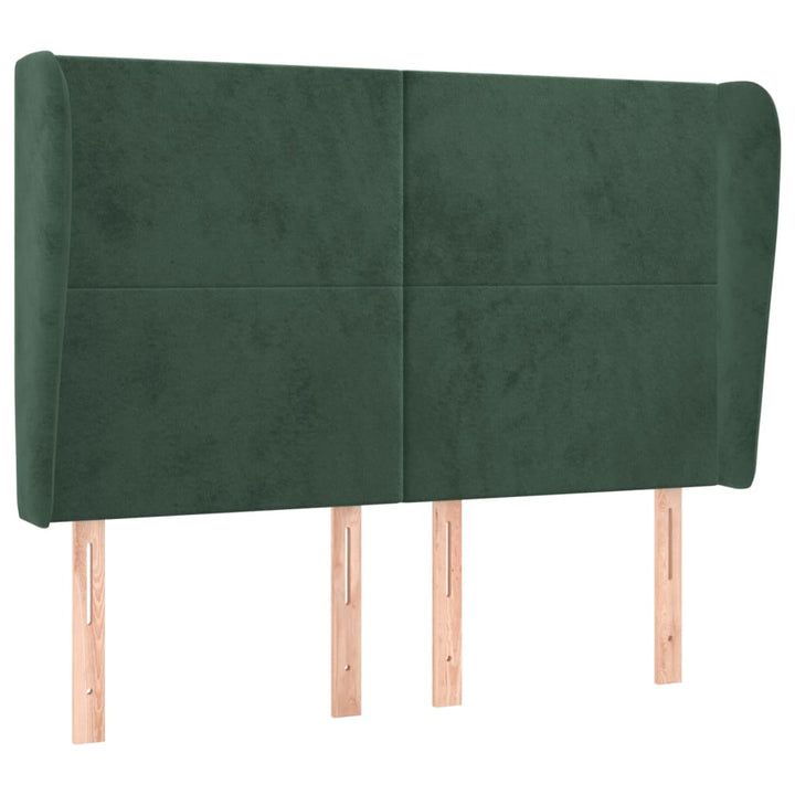 sengegavl med kanter 147x23x118/128 cm fløjl mørkegrøn
