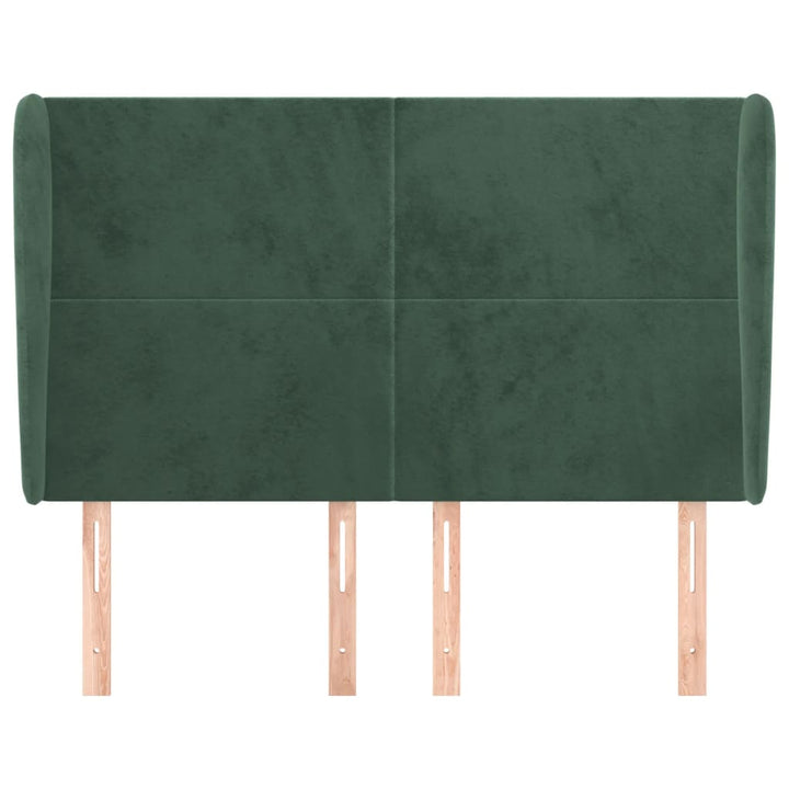sengegavl med kanter 147x23x118/128 cm fløjl mørkegrøn