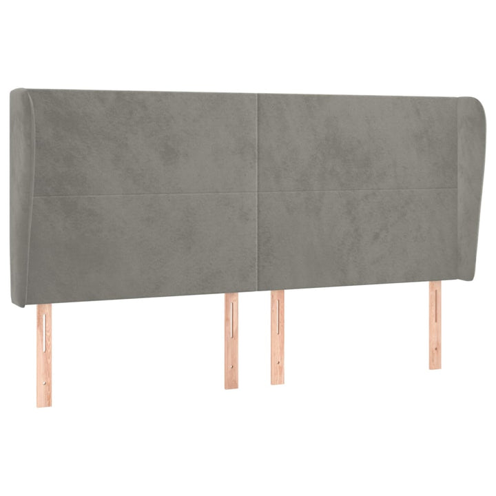 sengegavl med kanter 163x23x118/128 cm fløjl lysegrå