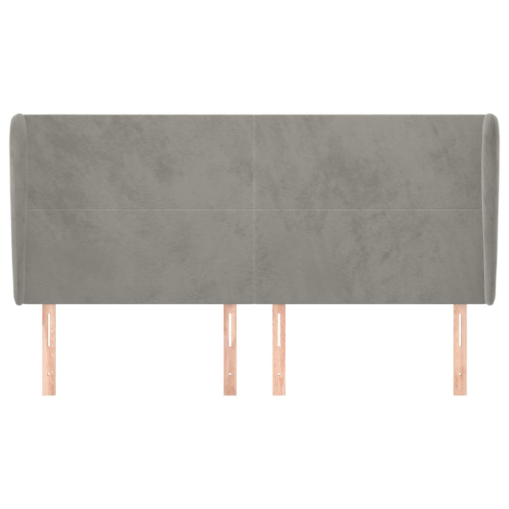 sengegavl med kanter 163x23x118/128 cm fløjl lysegrå