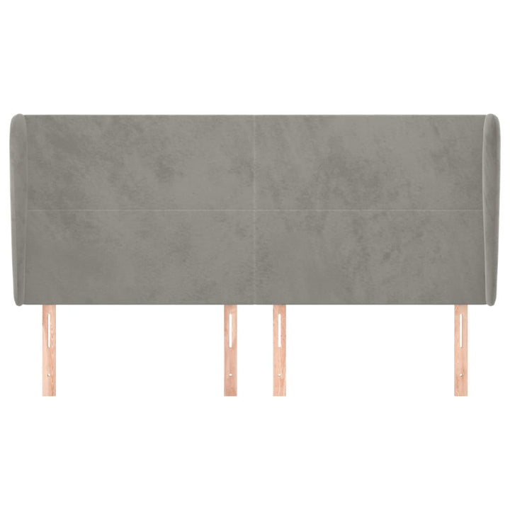 sengegavl med kanter 163x23x118/128 cm fløjl lysegrå