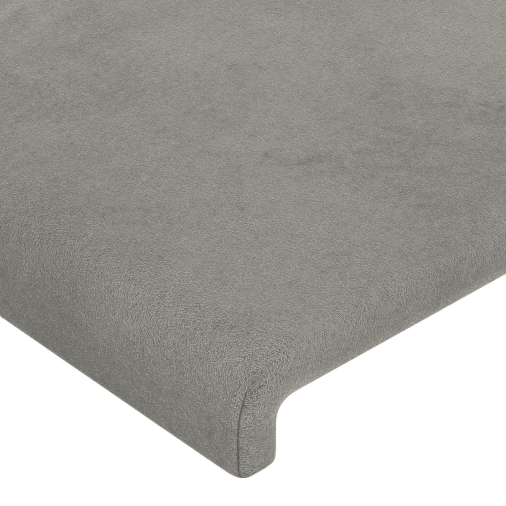 sengegavl med kanter 163x23x118/128 cm fløjl lysegrå