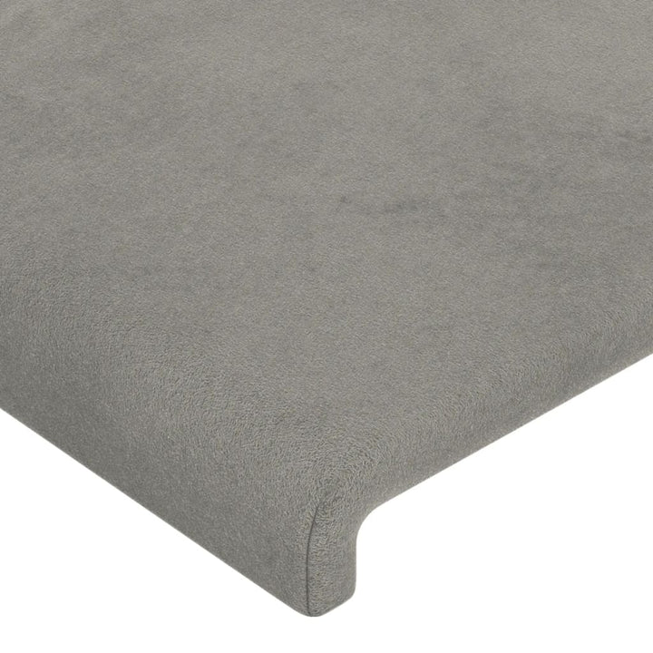 sengegavl med kanter 163x23x118/128 cm fløjl lysegrå