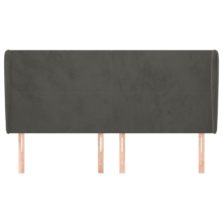 sengegavl med kanter 163x23x118/128 cm fløjl mørkegrå