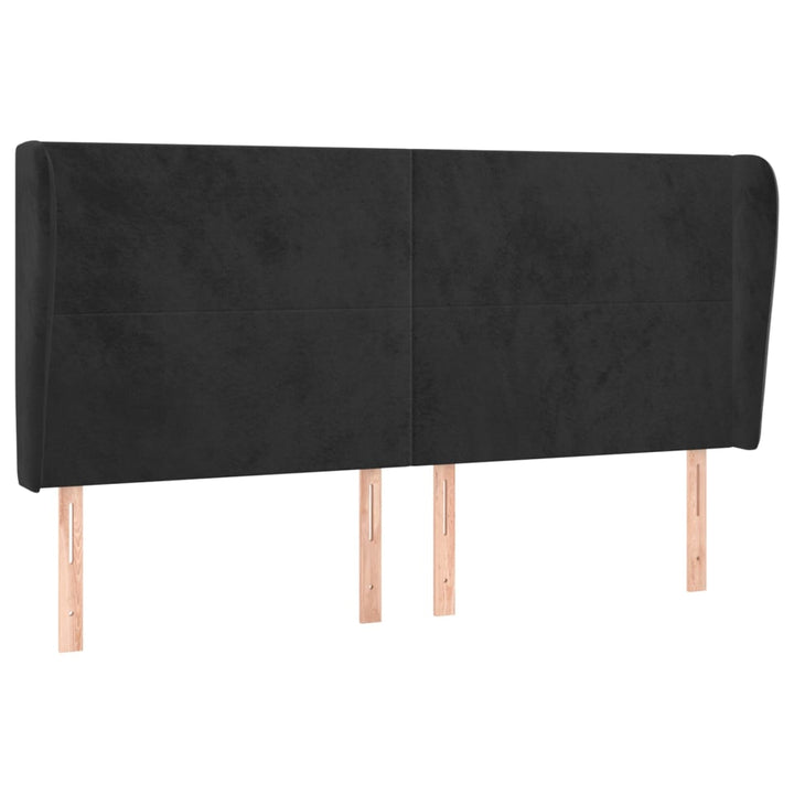 sengegavl med kanter 163x23x118/128 cm fløjl sort