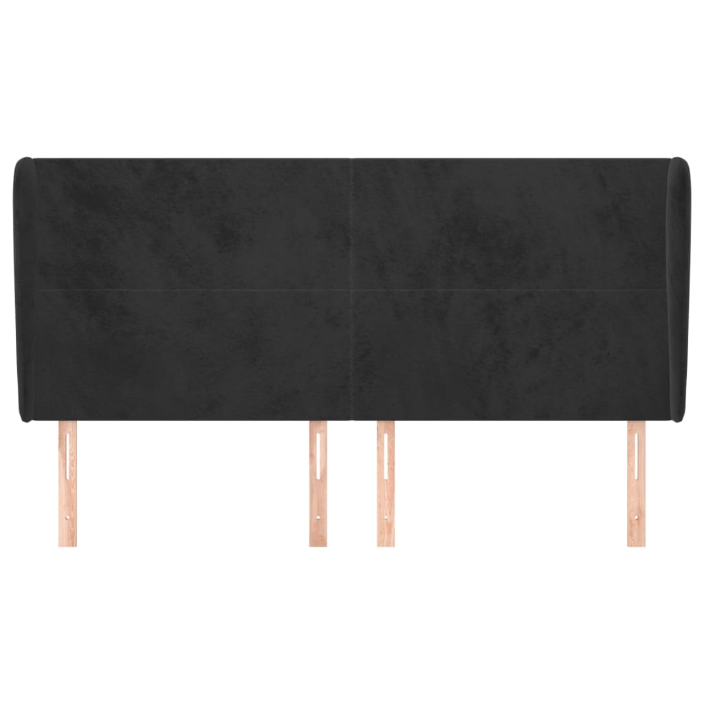 sengegavl med kanter 163x23x118/128 cm fløjl sort