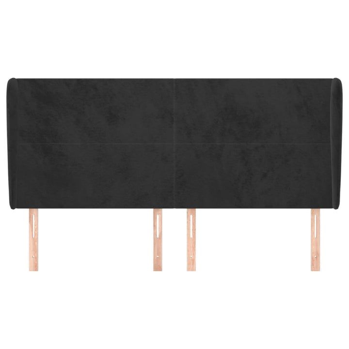 sengegavl med kanter 163x23x118/128 cm fløjl sort