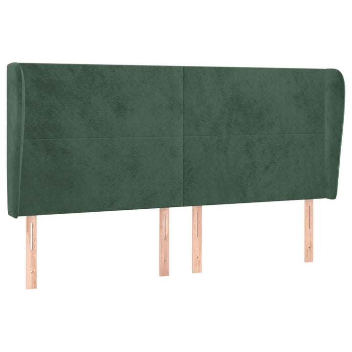 sengegavl med kanter 163x23x118/128 cm fløjl mørkegrøn