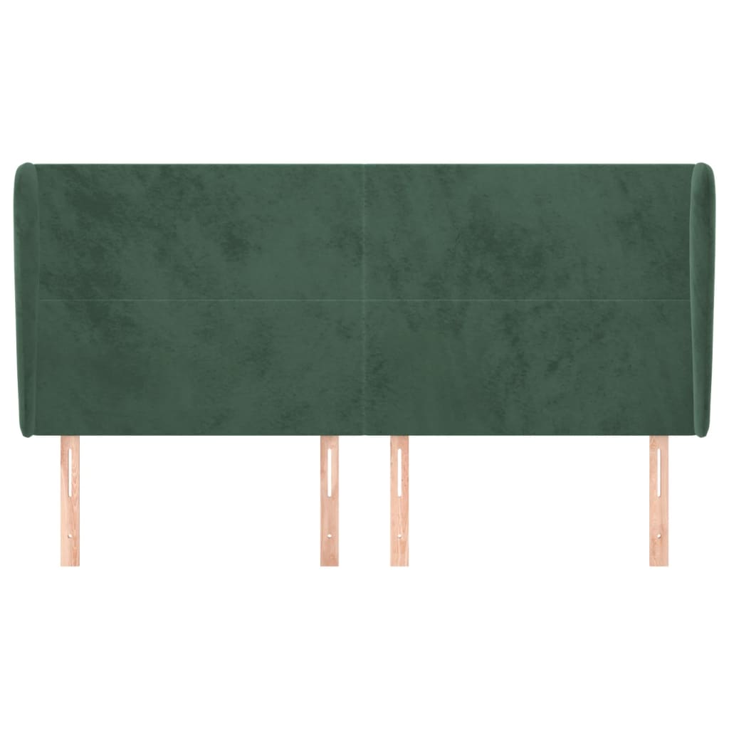 sengegavl med kanter 163x23x118/128 cm fløjl mørkegrøn