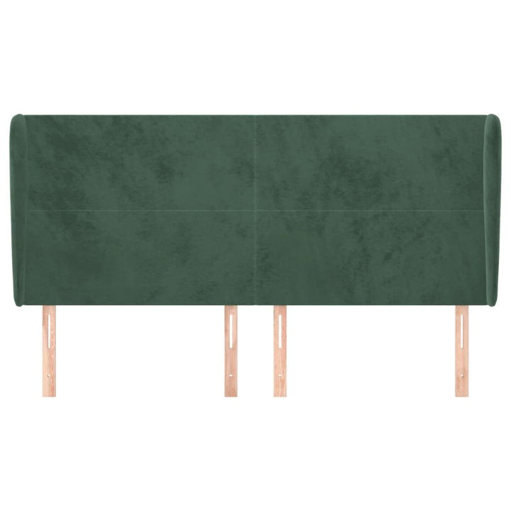 sengegavl med kanter 163x23x118/128 cm fløjl mørkegrøn