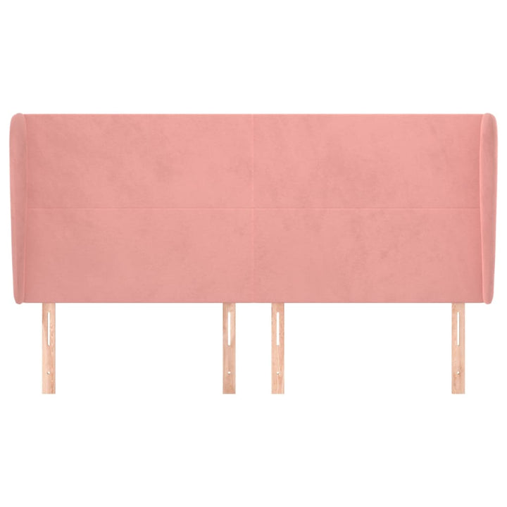 sengegavl med kanter 163x23x118/128 cm fløjl lyserød
