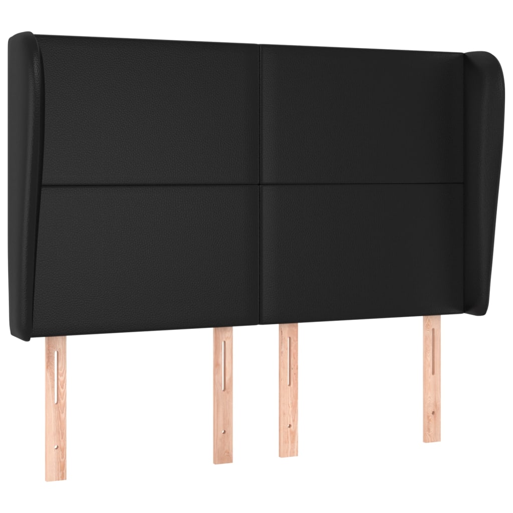 sengegavl med kanter 147x23x118/128 cm kunstlæder sort