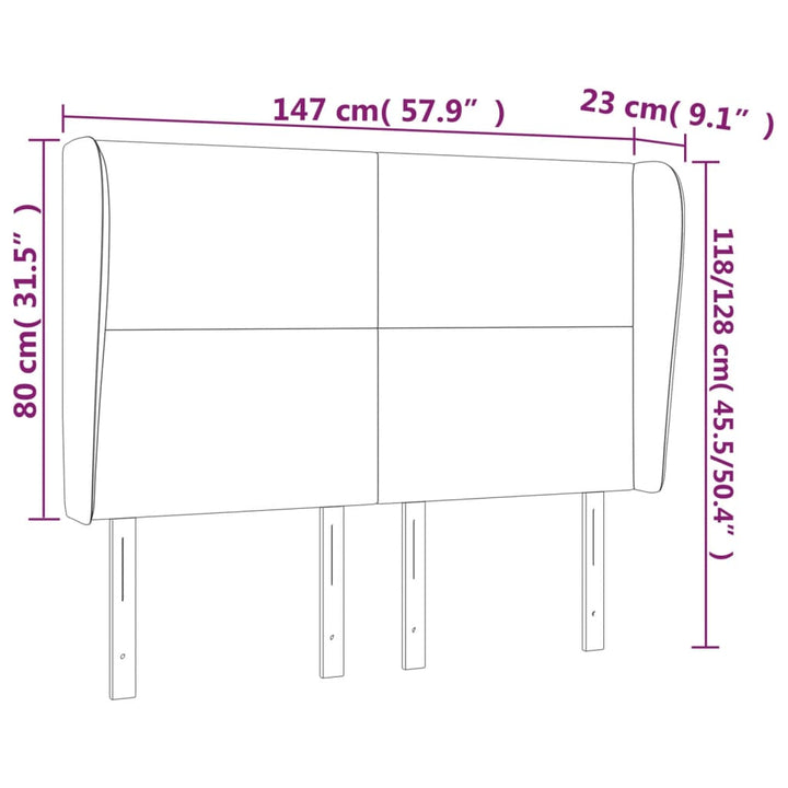 sengegavl med kanter 147x23x118/128 cm kunstlæder sort