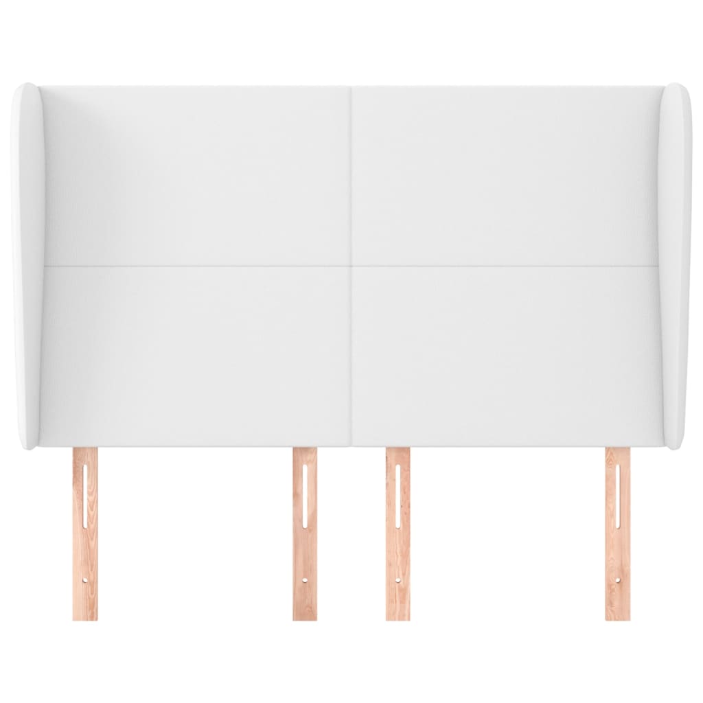 sengegavl med kanter 147x23x118/128 cm kunstlæder hvid