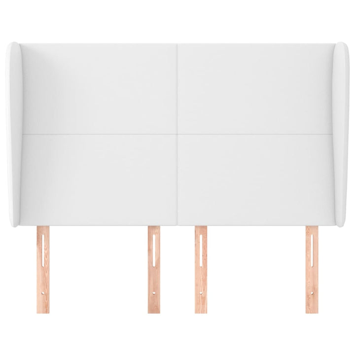 sengegavl med kanter 147x23x118/128 cm kunstlæder hvid