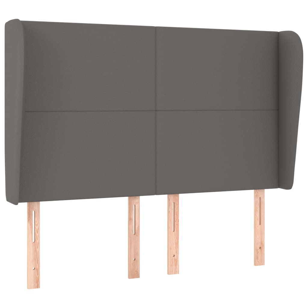 sengegavl med kanter 147x23x118/128 cm kunstlæder grå
