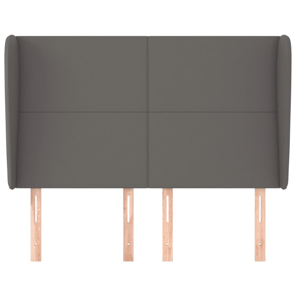 sengegavl med kanter 147x23x118/128 cm kunstlæder grå