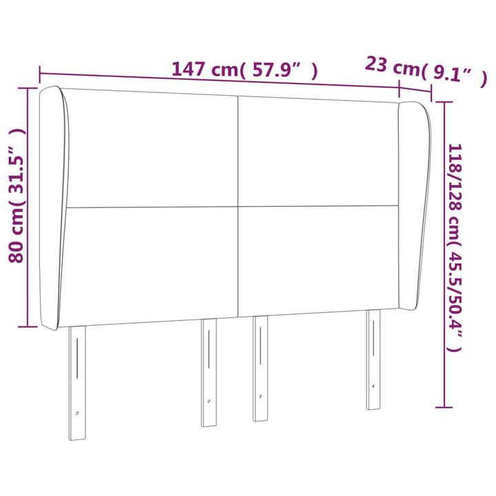 sengegavl med kanter 147x23x118/128 cm kunstlæder grå