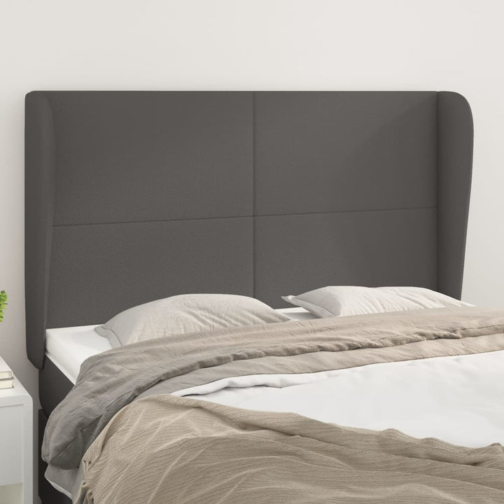 sengegavl med kanter 147x23x118/128 cm kunstlæder grå