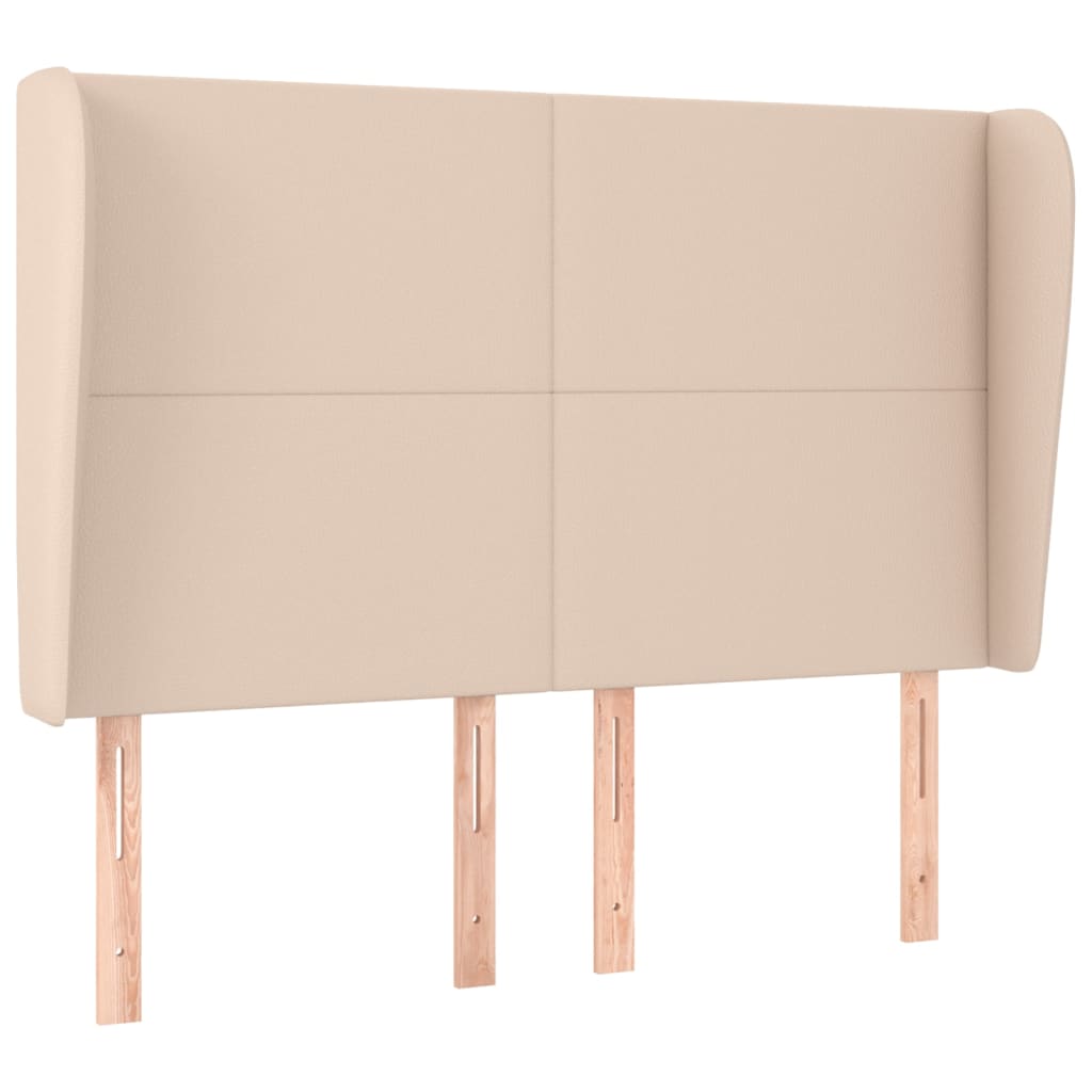 sengegavl med kanter 147x23x118/128 cm kunstlæder cappuccino