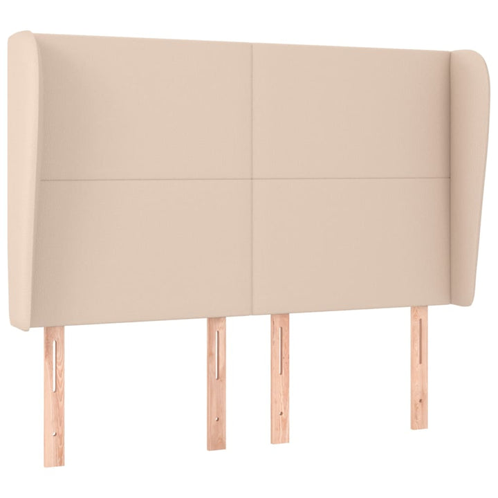 sengegavl med kanter 147x23x118/128 cm kunstlæder cappuccino