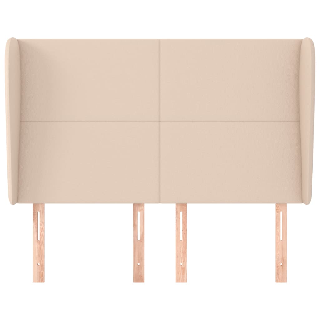 sengegavl med kanter 147x23x118/128 cm kunstlæder cappuccino