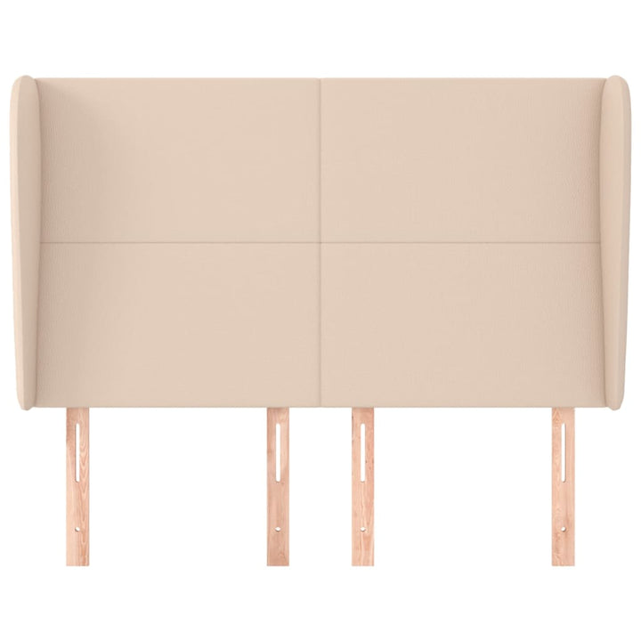 sengegavl med kanter 147x23x118/128 cm kunstlæder cappuccino