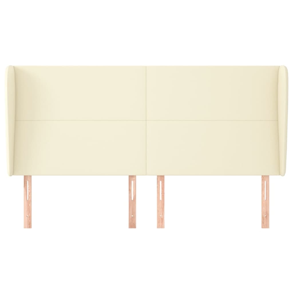 sengegavl med kanter 163x23x118/128 cm kunstlæder cremefarvet