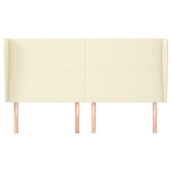 sengegavl med kanter 163x23x118/128 cm kunstlæder cremefarvet