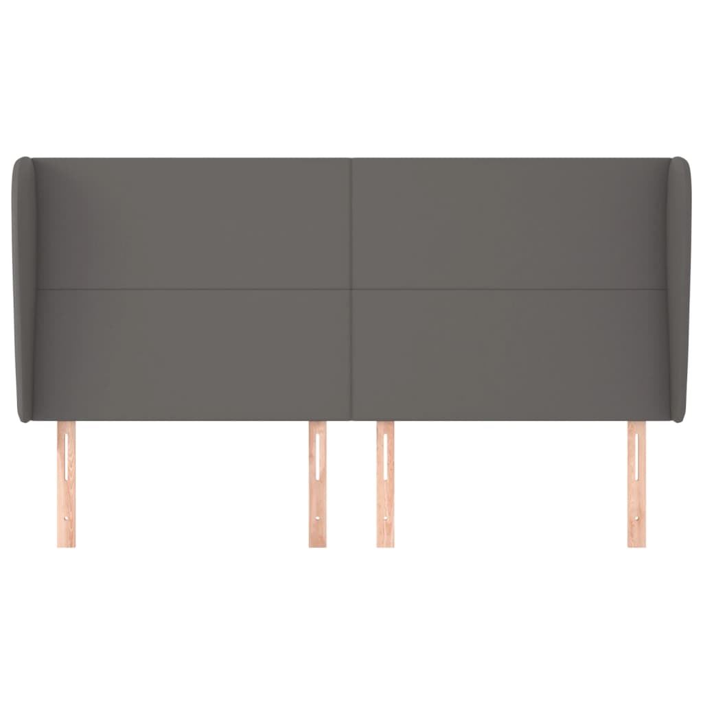 sengegavl med kanter 163x23x118/128 cm kunstlæder grå