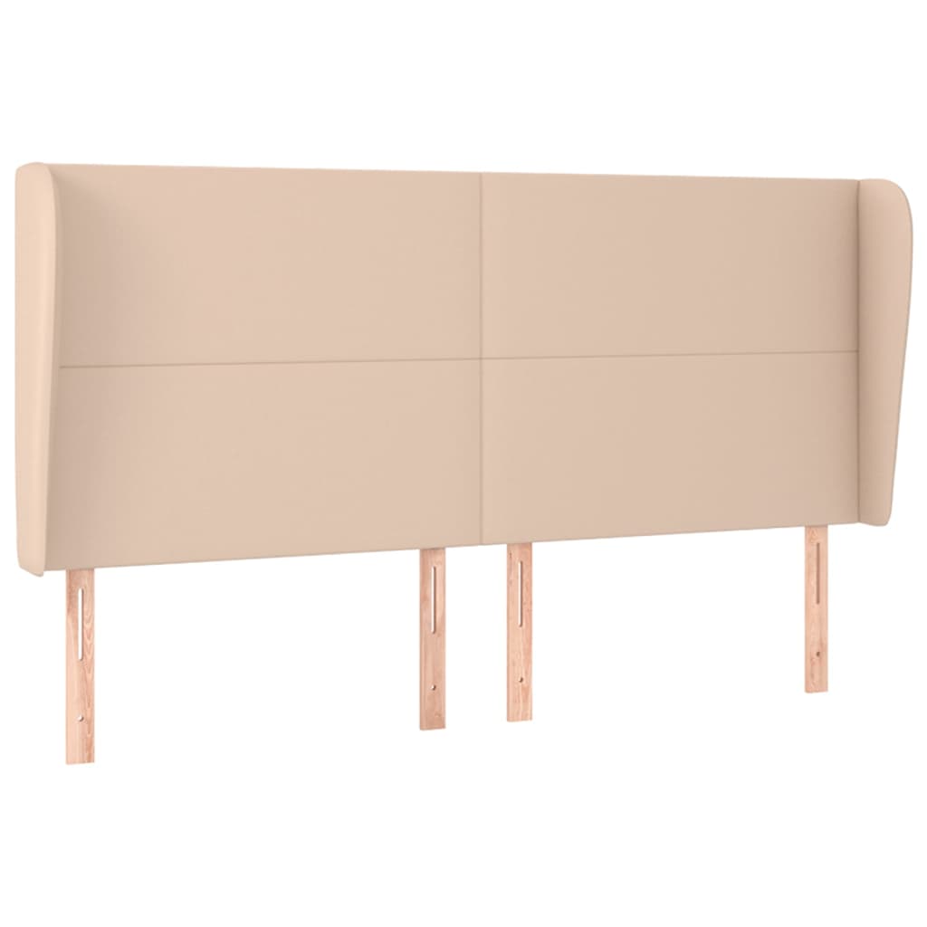 sengegavl med kanter 163x23x118/128 cm kunstlæder cappuccino