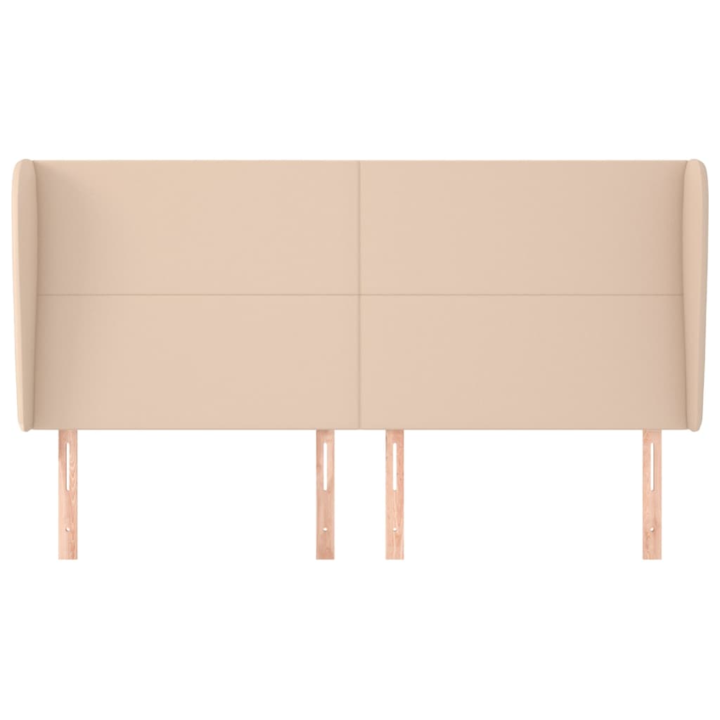 sengegavl med kanter 163x23x118/128 cm kunstlæder cappuccino