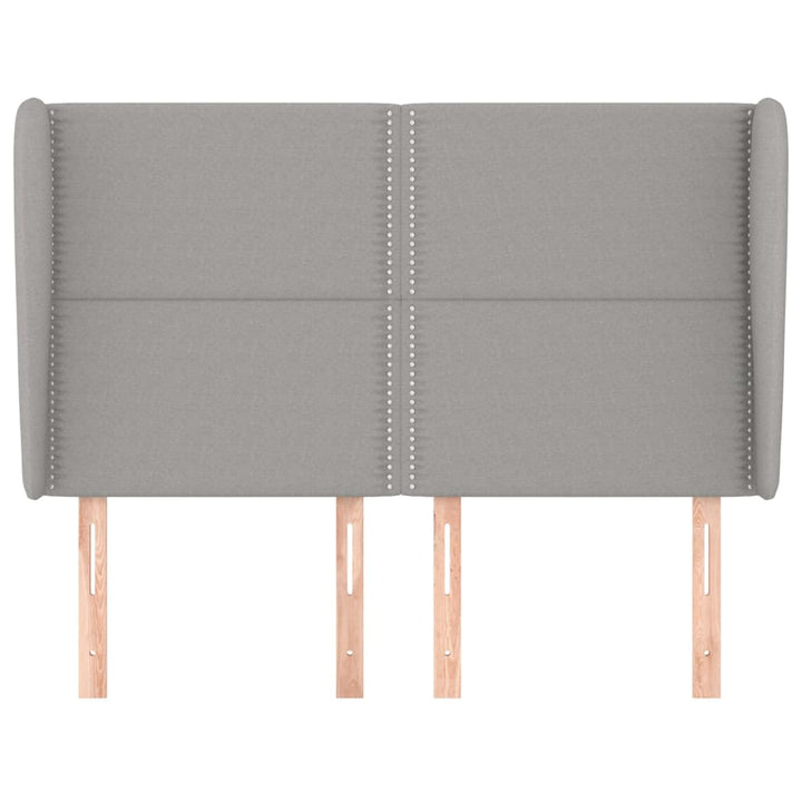 sengegavl med kanter 147x23x118/128 cm stof lysegrå