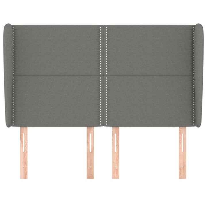 sengegavl med kanter 147x23x118/128 cm stof mørkegrå