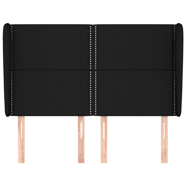 sengegavl med kanter 147x23x118/128 cm stof sort