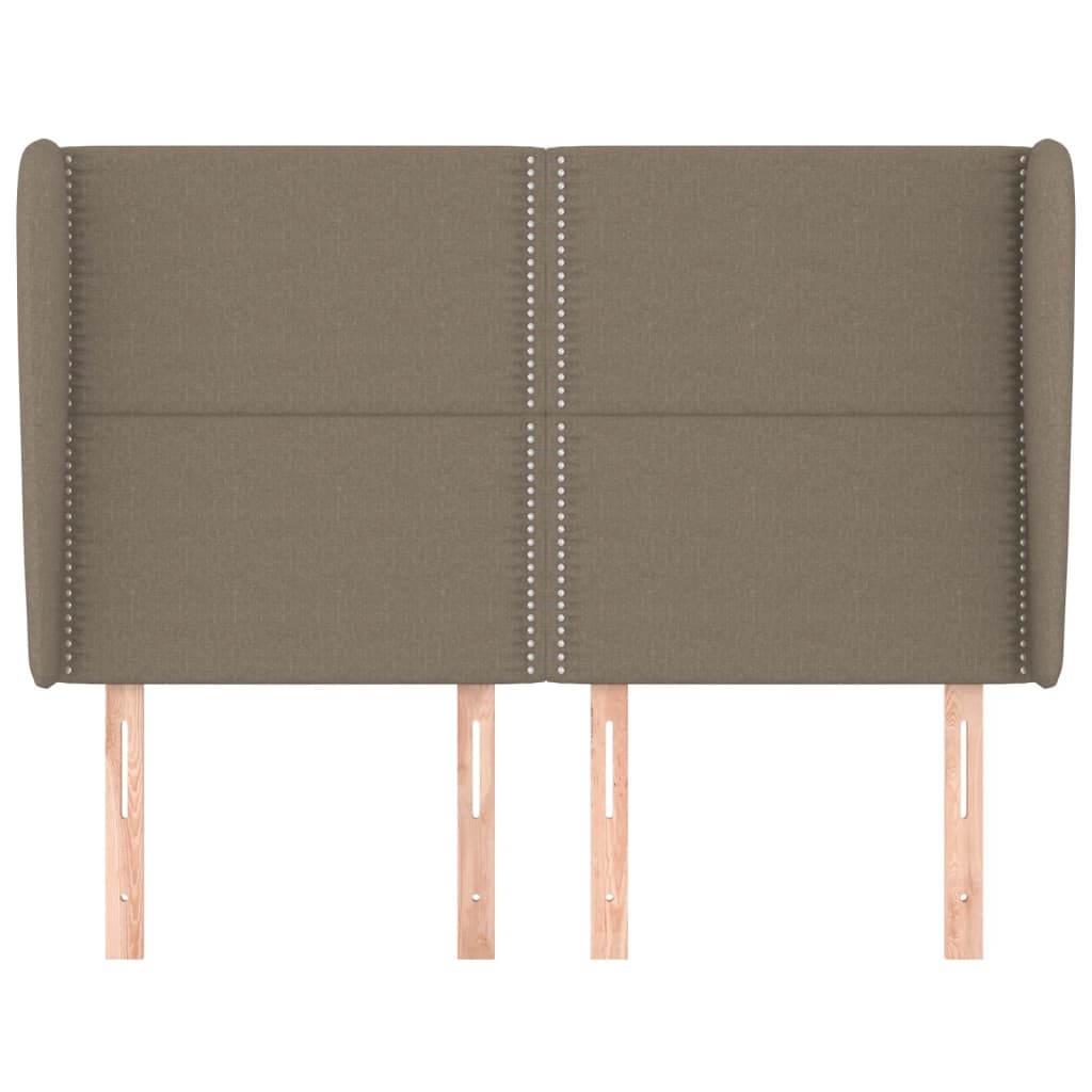 sengegavl med kanter 147x23x118/128 cm stof gråbrun