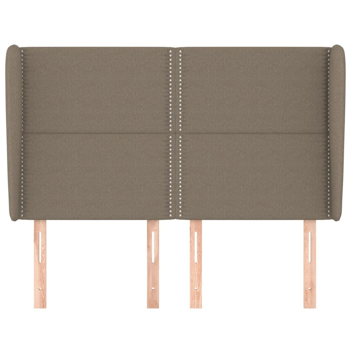 sengegavl med kanter 147x23x118/128 cm stof gråbrun