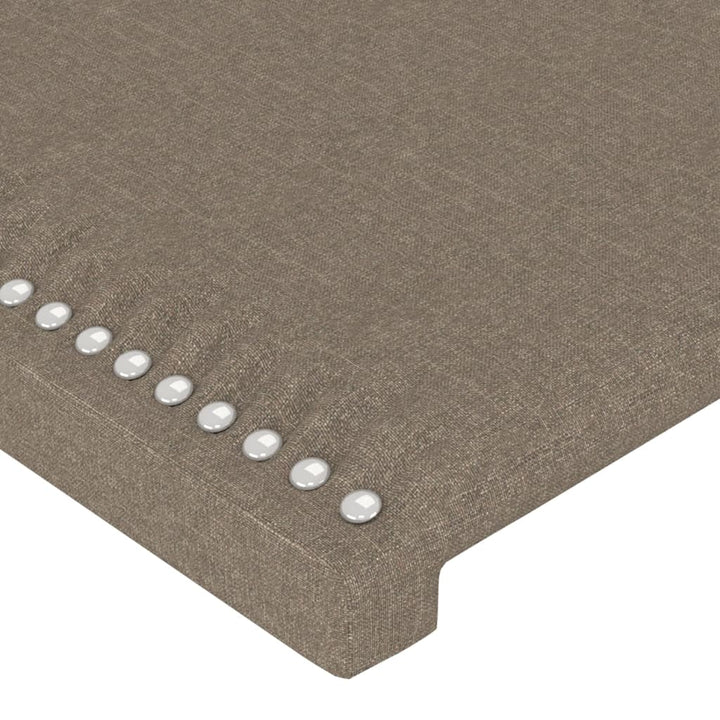 sengegavl med kanter 147x23x118/128 cm stof gråbrun