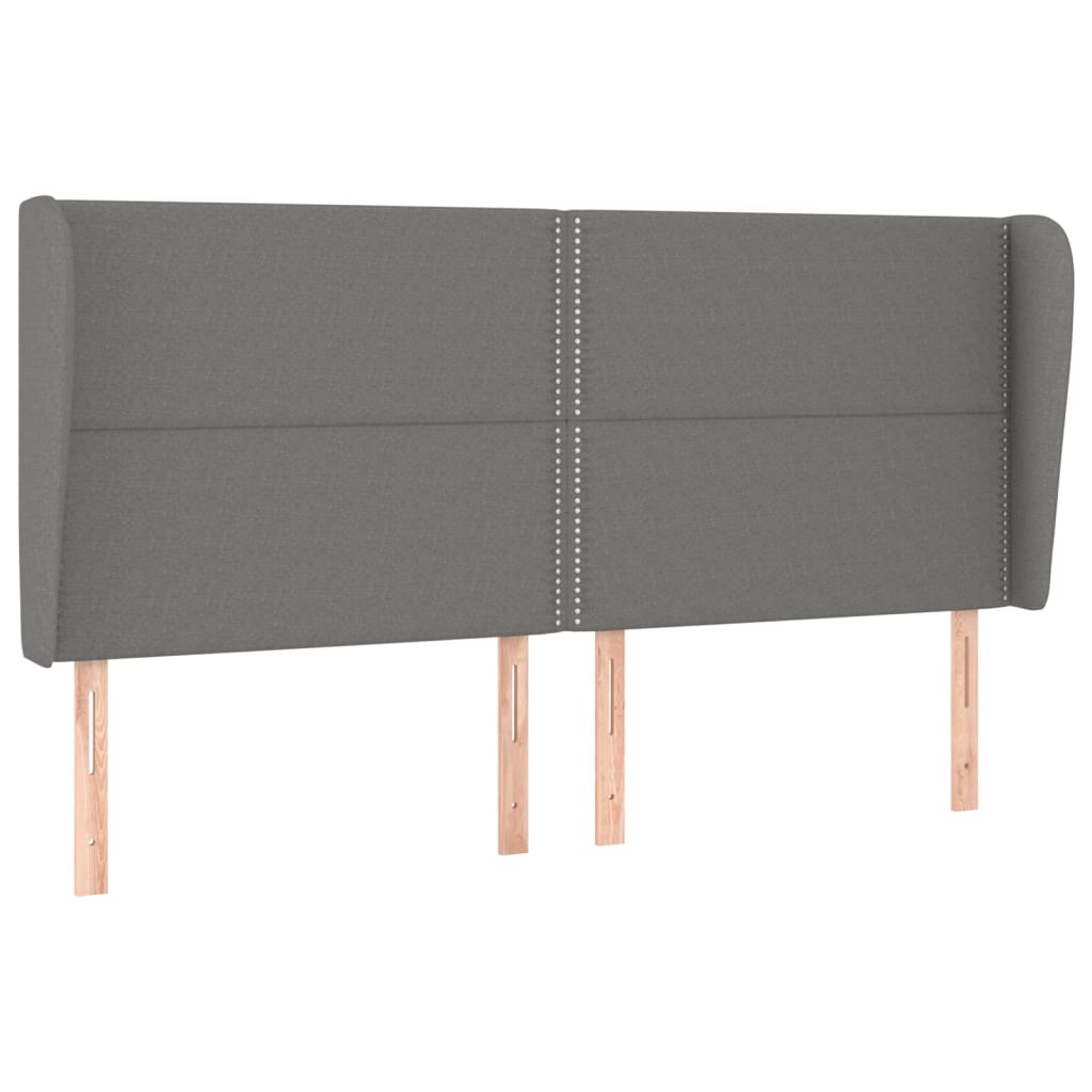 sengegavl med kanter 163x23x118/128 cm stof mørkegrå