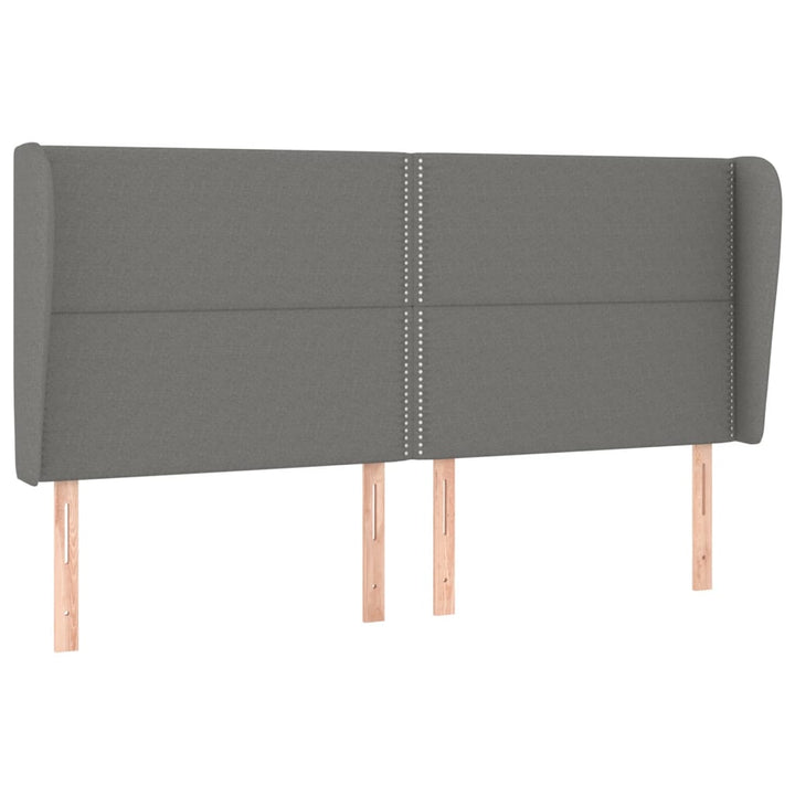 sengegavl med kanter 163x23x118/128 cm stof mørkegrå