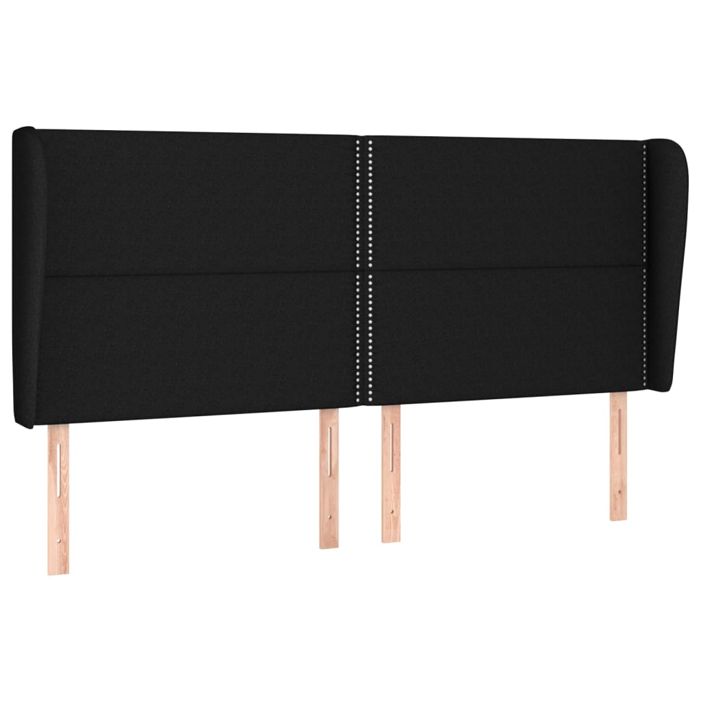 sengegavl med kanter 163x23x118/128 cm stof sort
