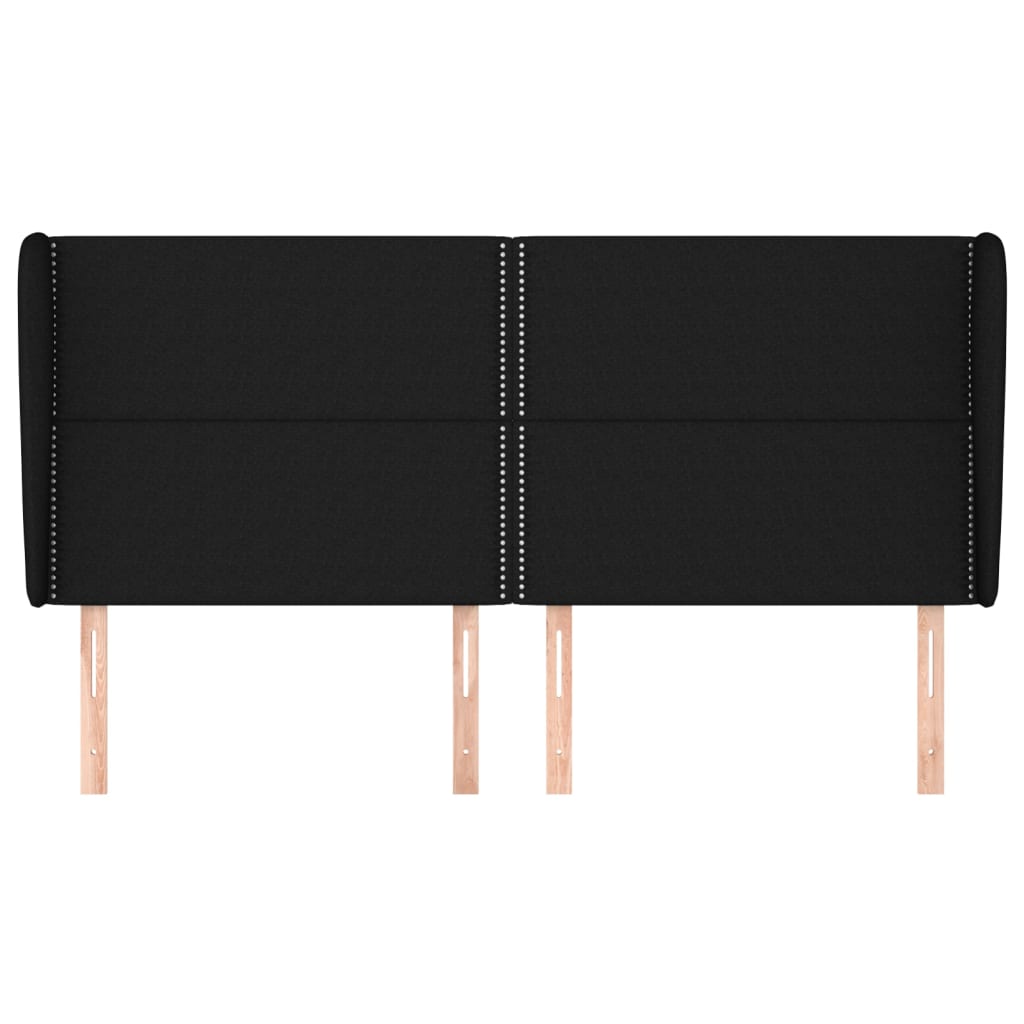 sengegavl med kanter 163x23x118/128 cm stof sort