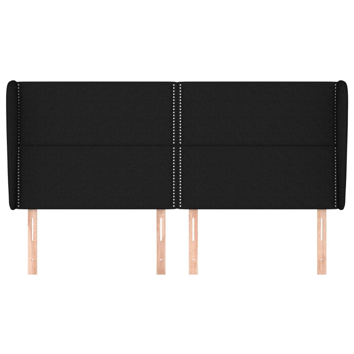 sengegavl med kanter 163x23x118/128 cm stof sort