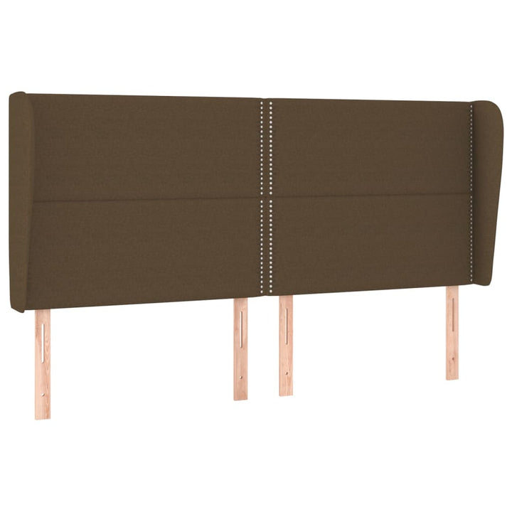 sengegavl med kanter 163x23x118/128 cm stof mørkebrun