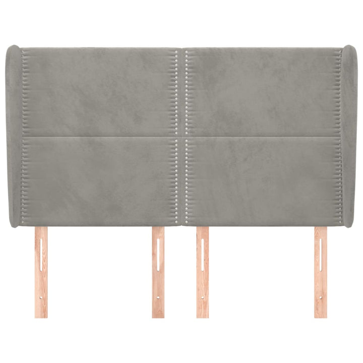 sengegavl med kanter 147x23x118/128 cm fløjl lysegrå